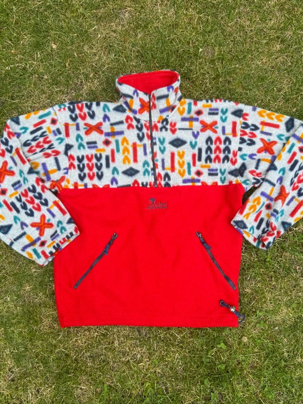 Vintage Peak Performance Nordic Pattern Quarter-Zip Fleece Pullover (90s/Y2K)